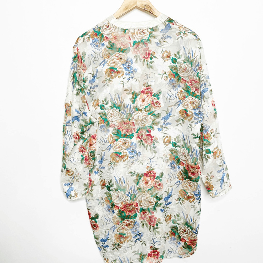 VTG 80s 90s Victoria's Secret Gold Label FLORAL oversized lace nightshirt small - Picture 5 of 5